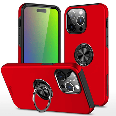 iPhone 13 Pro Compatible Case Cover With Shockproof Magnetic Ring Holder - Red